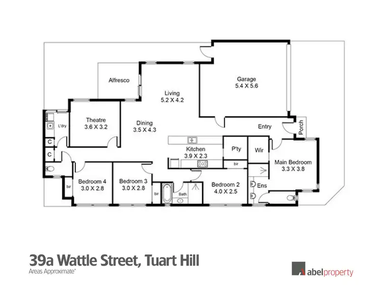 Floorplan of Homely townhouse listing, 39A Wattle Street, Tuart Hill WA 6060