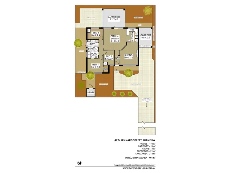 Floorplan of Homely semi-detached listing, 477a Lennard Street, Dianella WA 6059