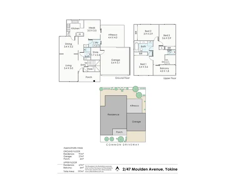 Floorplan of Homely townhouse listing, 2/47 Moulden Avenue, Yokine WA 6060