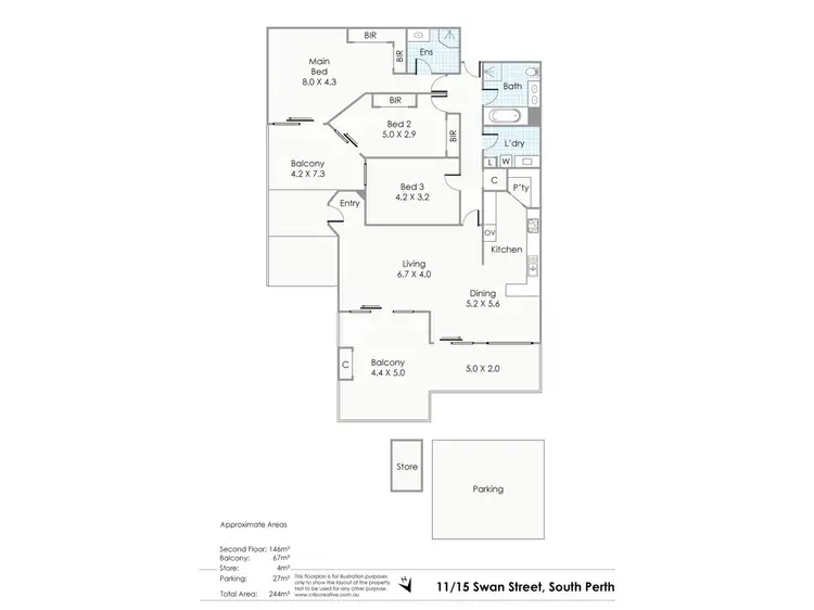 Floorplan of Homely apartment listing, 11/15 Swan Street, South Perth WA 6151