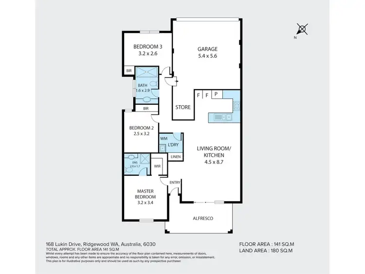 Floorplan of Homely house listing, 168 Lukin Drive, Ridgewood WA 6030