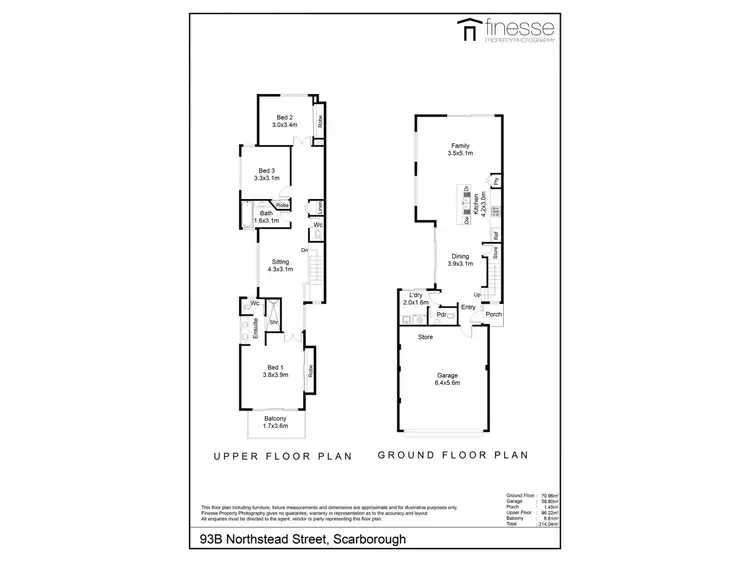 Floorplan of Homely townhouse listing, 93B Northstead Street, Scarborough WA 6019