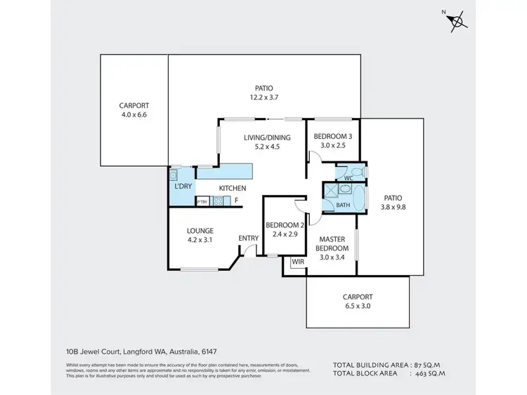 Floorplan of Homely villa listing, 10B Jewel Court, Langford WA 6147