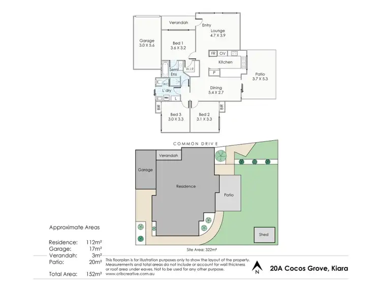 Floorplan of Homely semi-detached listing, 20A Cocos Grove, Kiara WA 6054