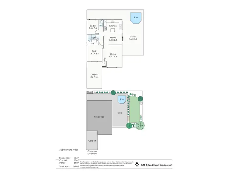 Floorplan of Homely unit listing, 4/10 Ostend Road, Scarborough WA 6019