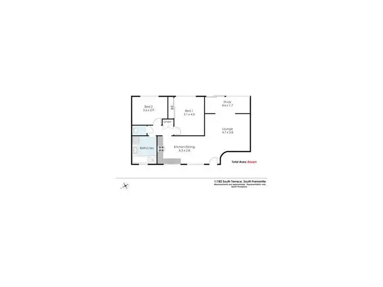Floorplan of Homely apartment listing, 1/182 South Terrace, Fremantle WA 6160