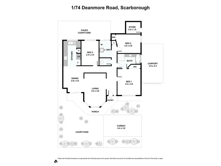 Floorplan of Homely villa listing, 1/74 Deanmore Road, Scarborough WA 6019