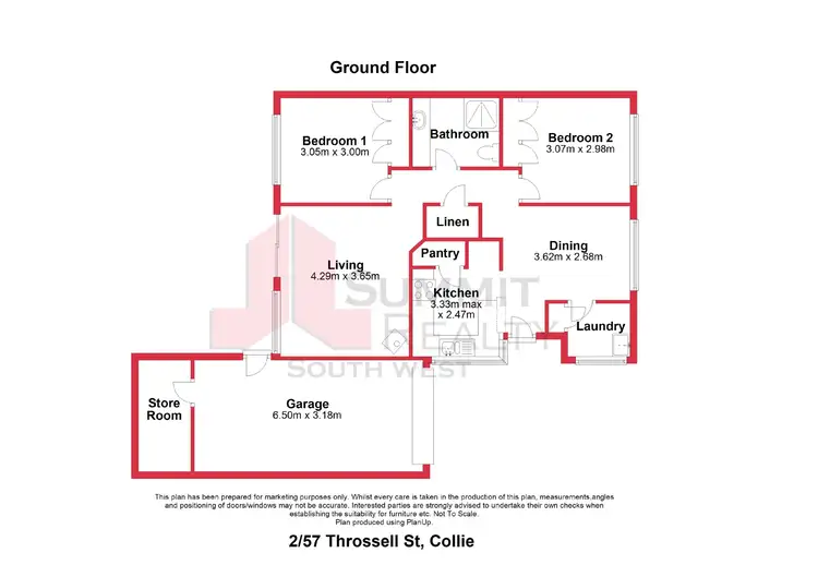 Floorplan of Homely unit listing, 2/57 Throssell Street, Collie WA 6225