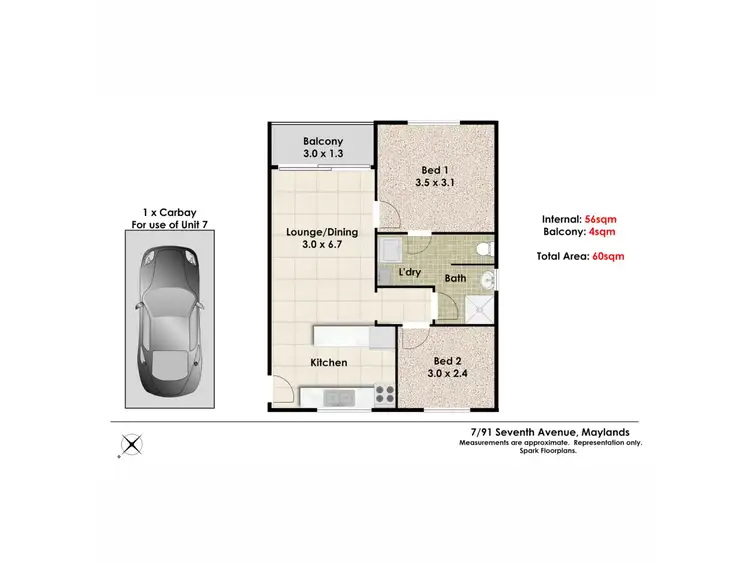 Floorplan of Homely unit listing, 7/91 Seventh Avenue, Maylands WA 6051