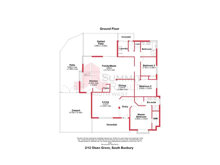 Floorplan of Homely unit listing, 2/12 Olsen Grove, South Bunbury WA 6230