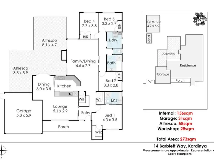 Floorplan of Homely house listing, 14 Barblett Way, Kardinya WA 6163