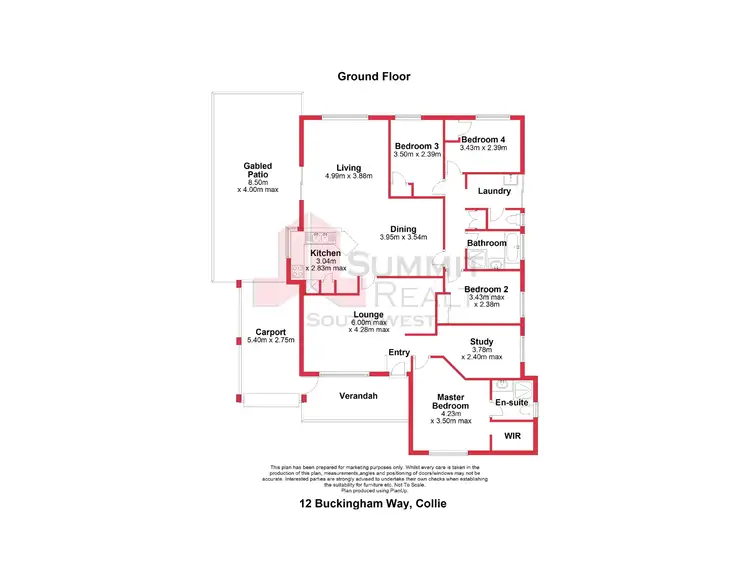 Floorplan of Homely house listing, 12 Buckingham Way, Collie WA 6225