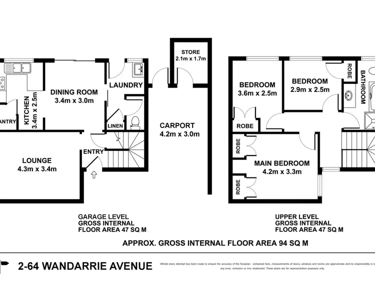 Floorplan of Homely townhouse listing, 2/64 Wandarrie Avenue, Yokine WA 6060
