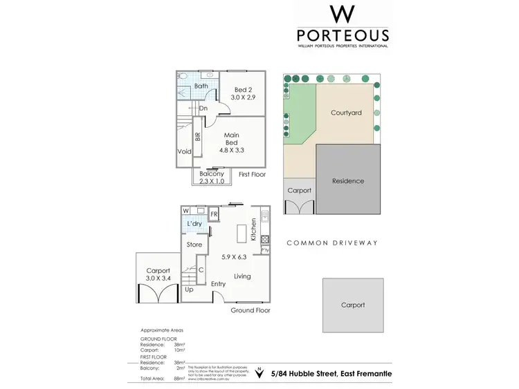 Floorplan of Homely townhouse listing, 5/84 Hubble Street, East Fremantle WA 6158