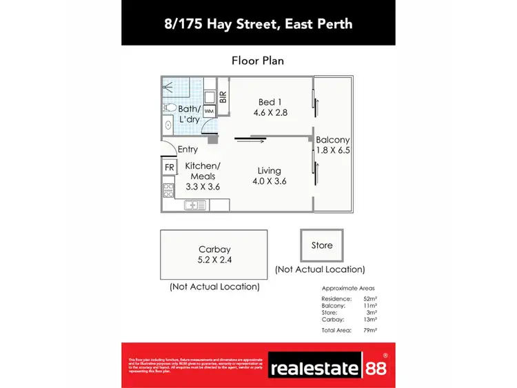 Floorplan of Homely apartment listing, 8/175 Hay Street, East Perth WA 6004