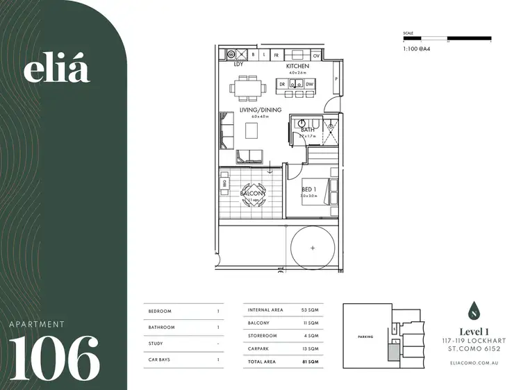 Floorplan of Homely apartment listing, 604/117-119 Lockhart Street, Como WA 6152