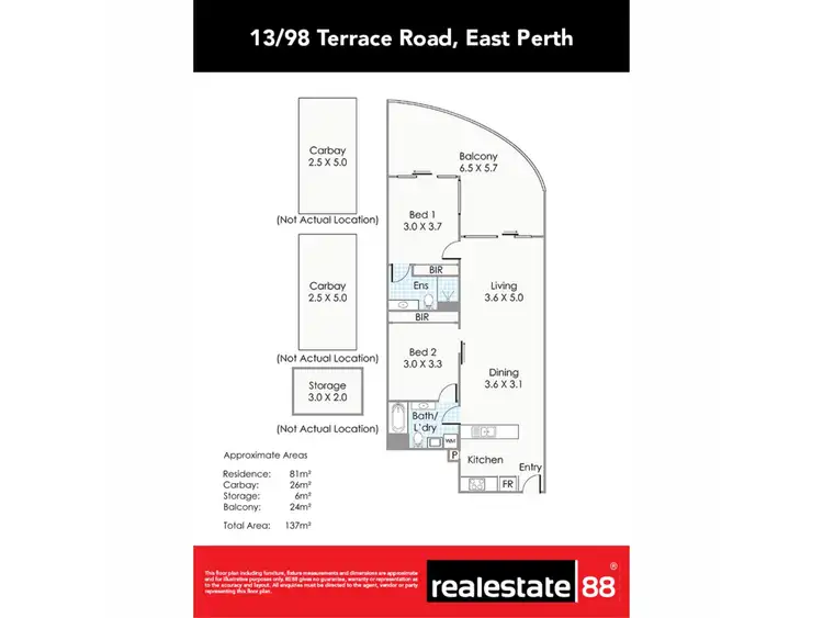 Floorplan of Homely apartment listing, 13/98 Terrace Road, East Perth WA 6004