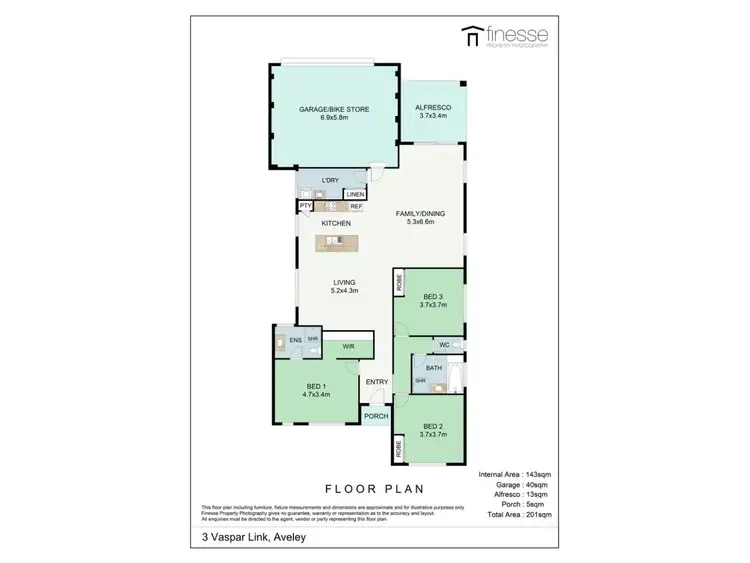 Floorplan of Homely house listing, 3 Vaspar Link, Aveley WA 6069