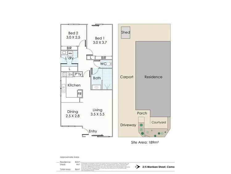 Floorplan of Homely villa listing, 2/5 Morrison Street, Como WA 6152