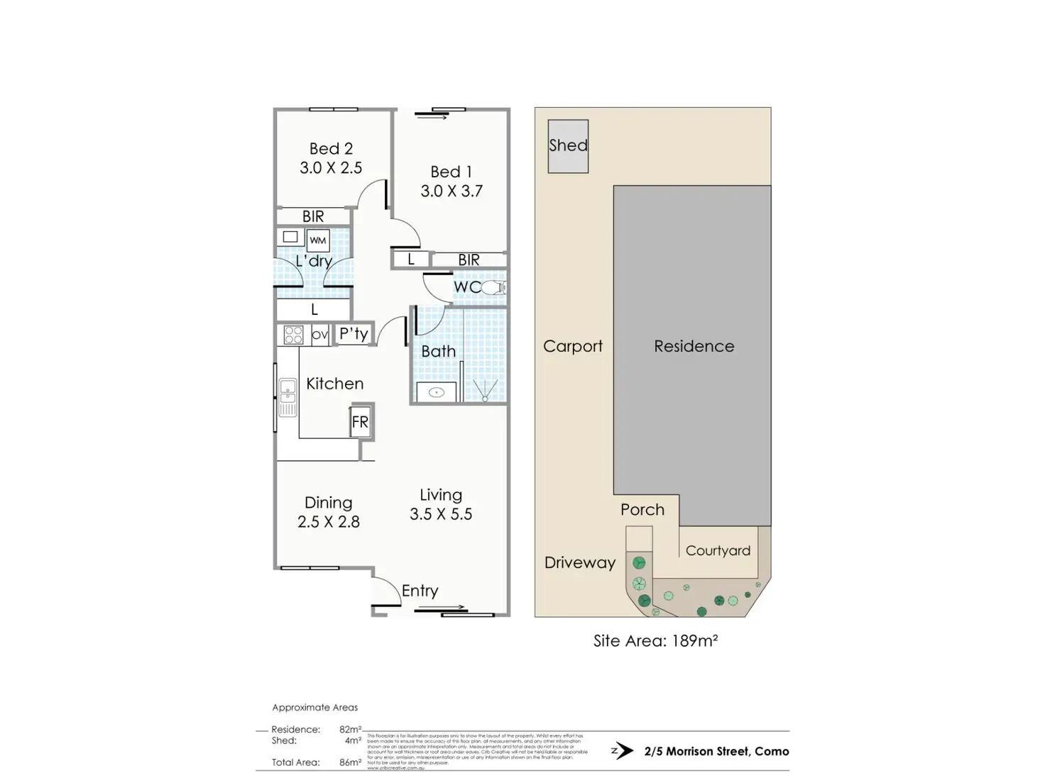 Floorplan of Homely villa listing, 2/5 Morrison Street, Como WA 6152