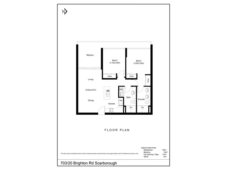 Floorplan of Homely apartment listing, 703/20 Brighton Road, Scarborough WA 6019