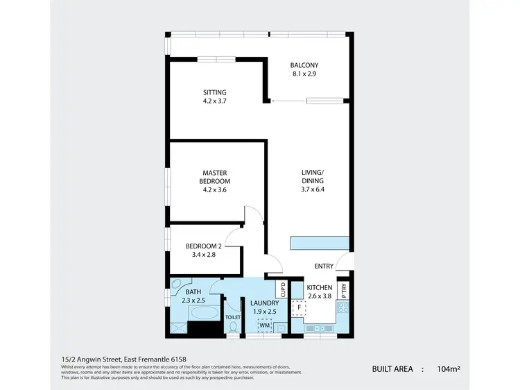 Floorplan of Homely unit listing, 15/2 Angwin Street, East Fremantle WA 6158