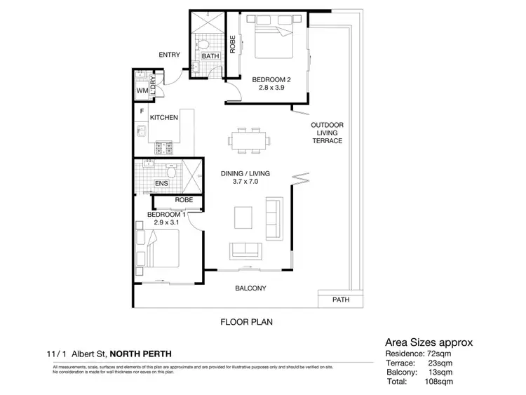 Floorplan of Homely apartment listing, 11/1 Albert Street, North Perth WA 6006