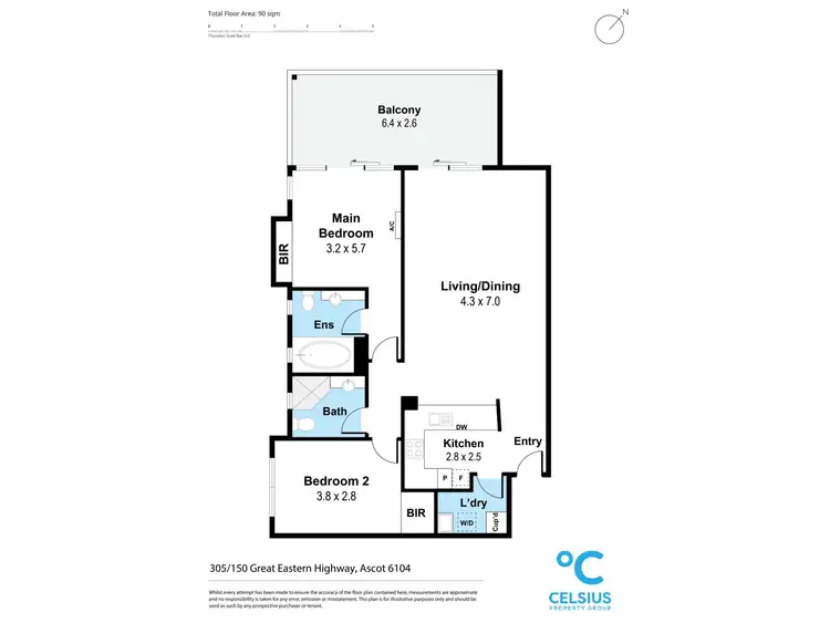 Floorplan of Homely apartment listing, 305/150 Great Eastern Highway, Ascot WA 6104