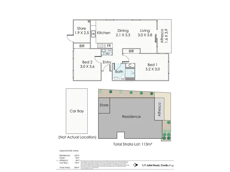 Floorplan of Homely apartment listing, 1/7 Juliet Road, Coolbellup WA 6163