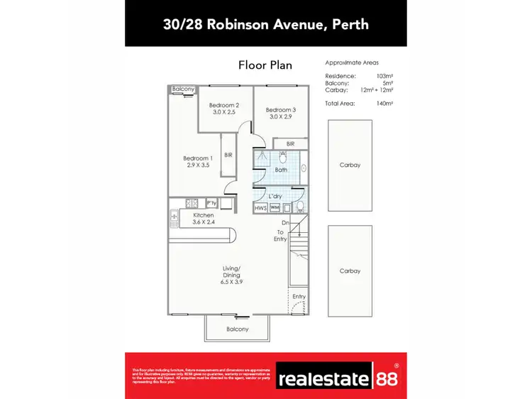 Floorplan of Homely apartment listing, 30/28 Robinson Avenue, Perth WA 6000