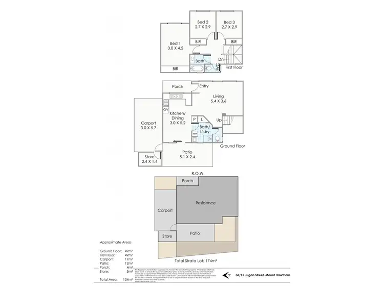Floorplan of Homely townhouse listing, 36/15 Jugan Street, Mount Hawthorn WA 6016