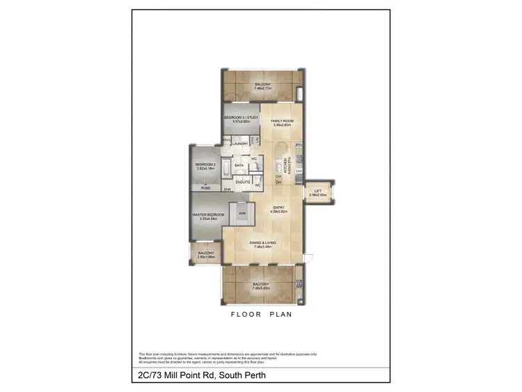 Floorplan of Homely apartment listing, 2C/73 Mill Point Road, South Perth WA 6151