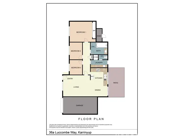 Floorplan of Homely semi-detached listing, 36a Luccombe Way, Karrinyup WA 6018