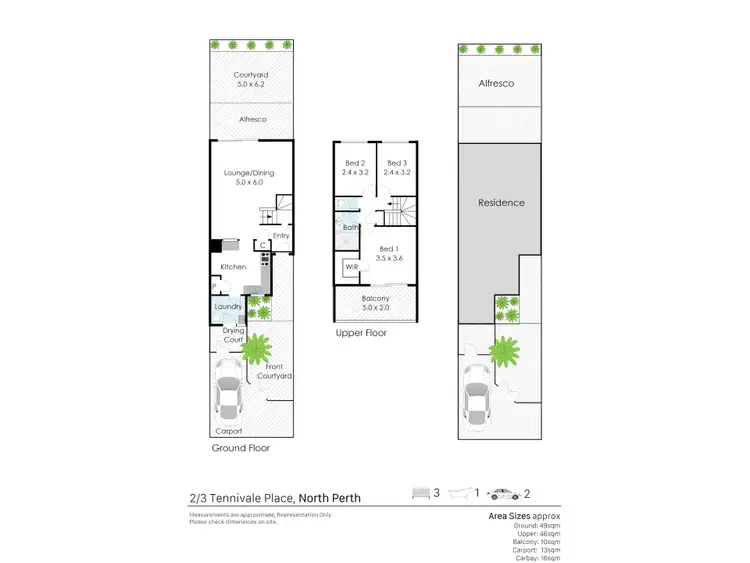 Floorplan of Homely townhouse listing, 2/3 Tennivale Place, North Perth WA 6006