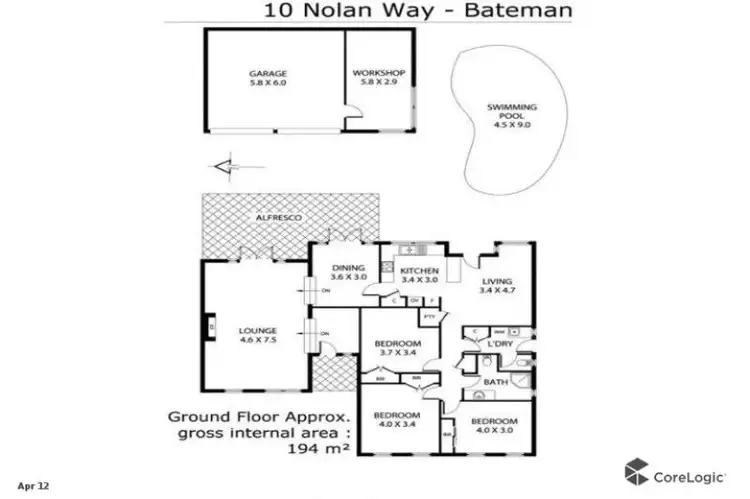 Floorplan of Homely house listing, 10 Nolan Way, Bateman WA 6150