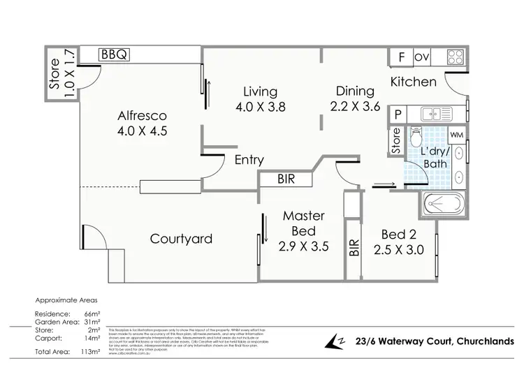 Floorplan of Homely villa listing, 23/6 Waterway Court, Churchlands WA 6018
