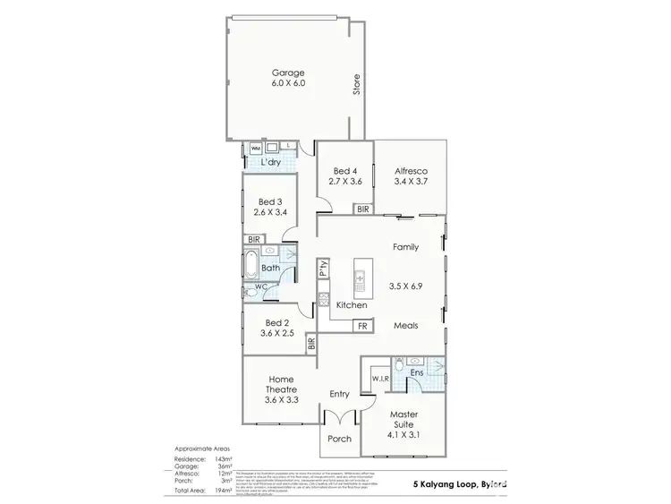 Floorplan of Homely house listing, 5 Kalyang Loop, Byford WA 6122