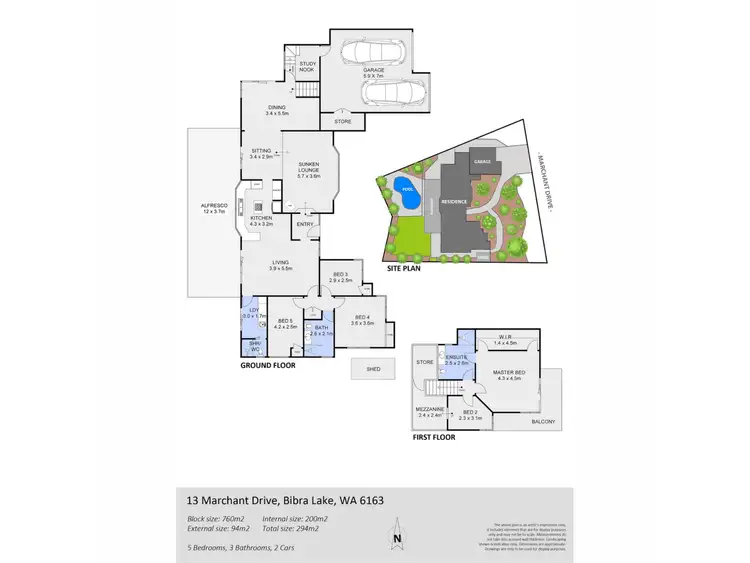 Floorplan of Homely house listing, 13 Marchant Drive, Bibra Lake WA 6163