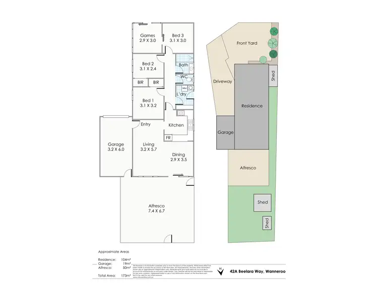 Floorplan of Homely semi-detached listing, 42A Beelara Way, Wanneroo WA 6065