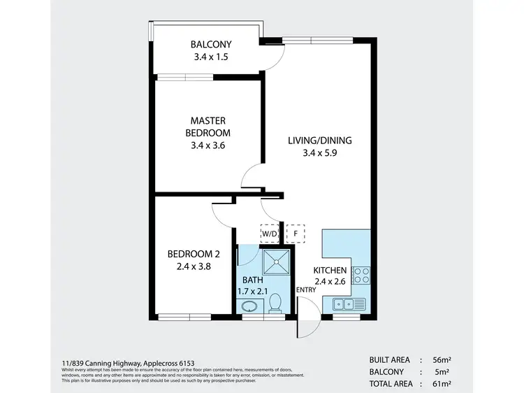 Floorplan of Homely apartment listing, 11/839 Canning Highway, Applecross WA 6153