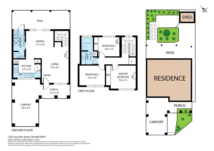 Floorplan of Homely townhouse listing, 7/20 Lancaster Street, Dianella WA 6059