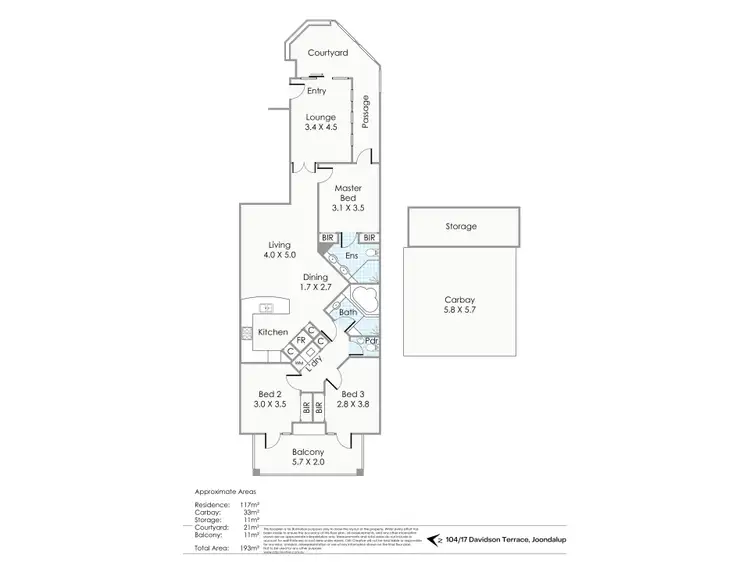Floorplan of Homely apartment listing, 104/17 Davidson Terrace, Joondalup WA 6027