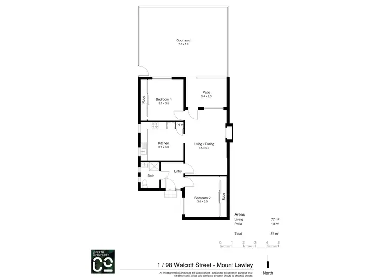 Floorplan of Homely apartment listing, 1/98 Walcott Street, Mount Lawley WA 6050