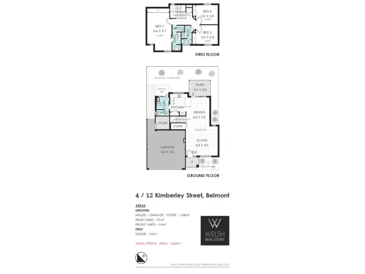 Floorplan of Homely townhouse listing, 4/12 Kimberley Street, Belmont WA 6104