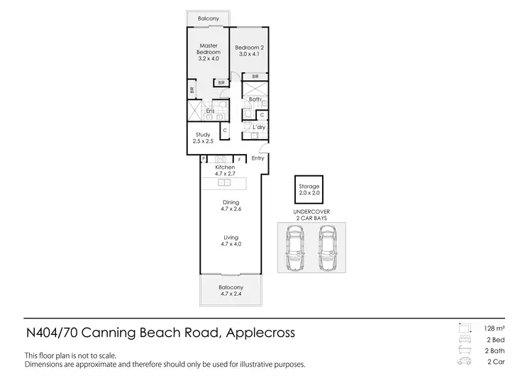 Floorplan of Homely apartment listing, N404/70 Canning Beach Road, Applecross WA 6153