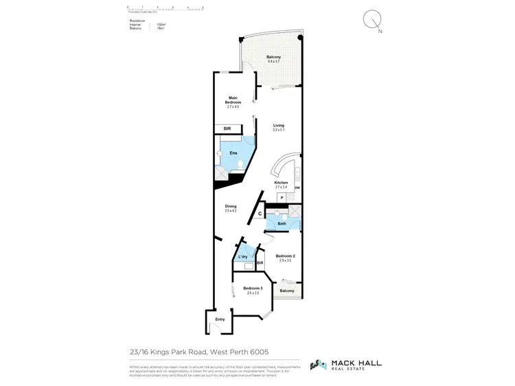 Floorplan of Homely apartment listing, 23/16 Kings Park Road, West Perth WA 6005