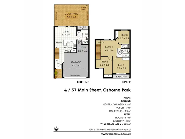 Floorplan of Homely townhouse listing, 4/57 Main Street, Osborne Park WA 6017