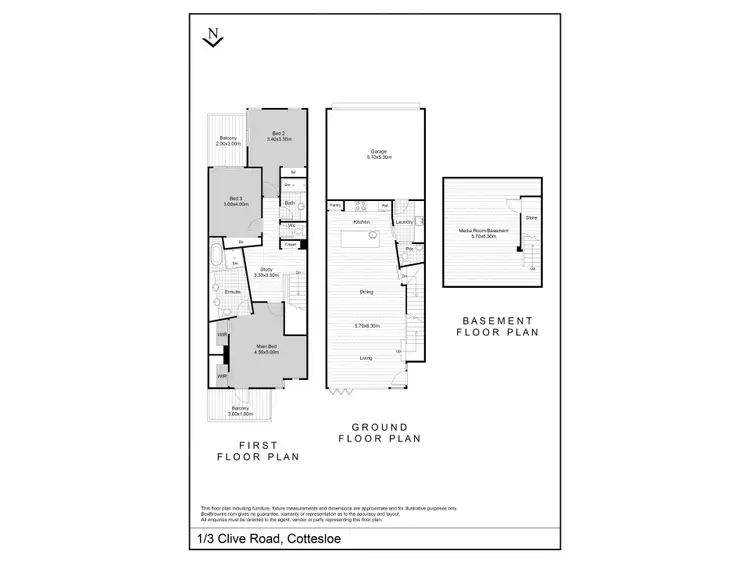 Floorplan of Homely house listing, 1/3 Clive Road, Cottesloe WA 6011