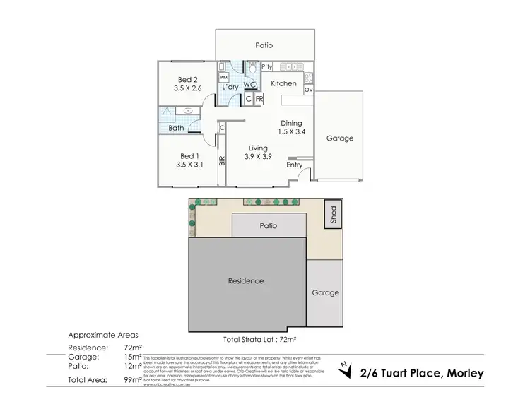 Floorplan of Homely villa listing, 2/6 Tuart Place, Morley WA 6062