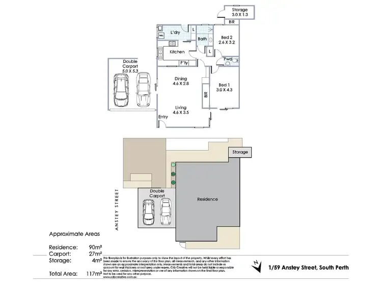 Floorplan of Homely villa listing, 1/59 Anstey Street, South Perth WA 6151